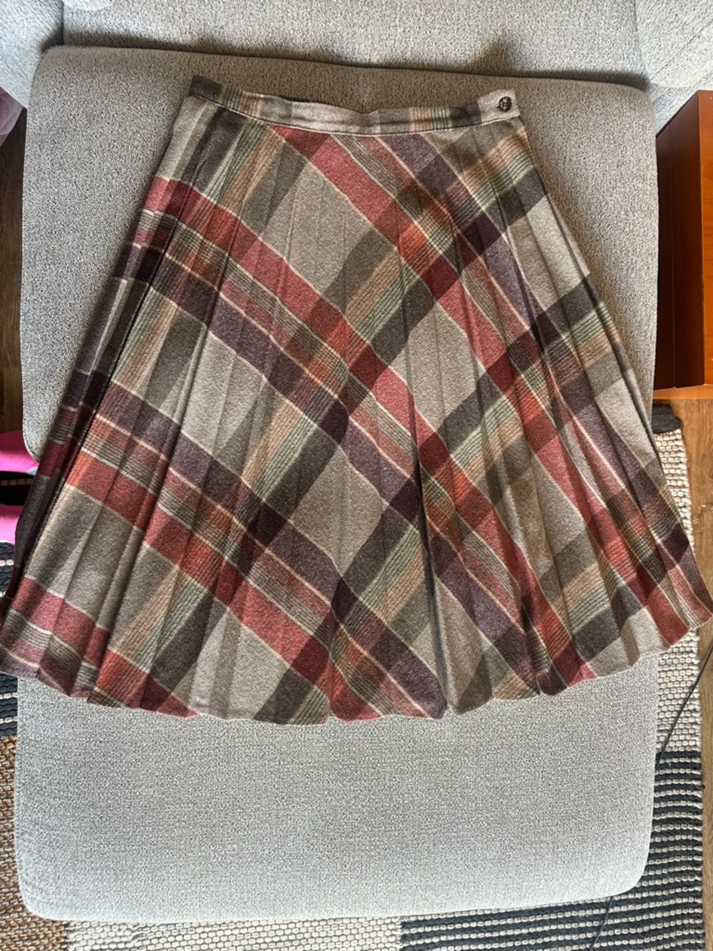 Vintage Boston Traveler Wool Plaid Pleated Skirt